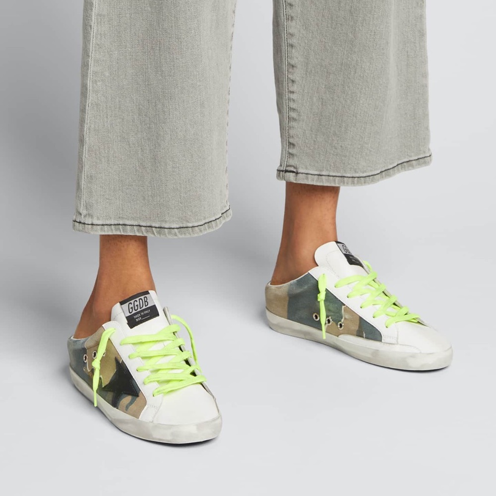 BRAND NEW, NEVER WORN Camo Golden Goose Mule Sneakers